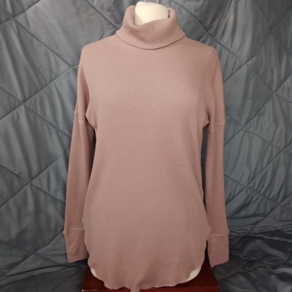 Women's Babaton Light Mauve Thermal Cowl Neck Sweater Size Small Tunic - Picture 1 of 16